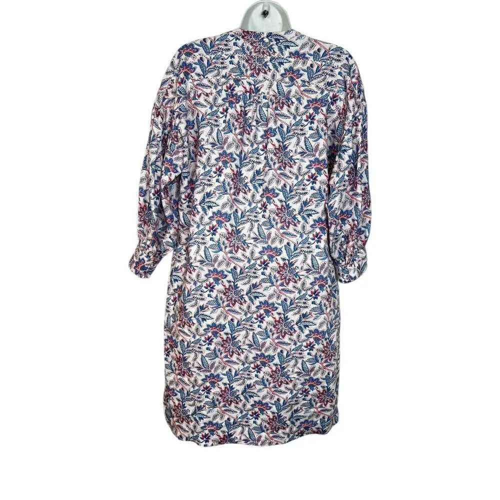 J Mclaughlin Nylee Linen Mini Dress 3/4 sleeve Bloomsbury Floral Print Small